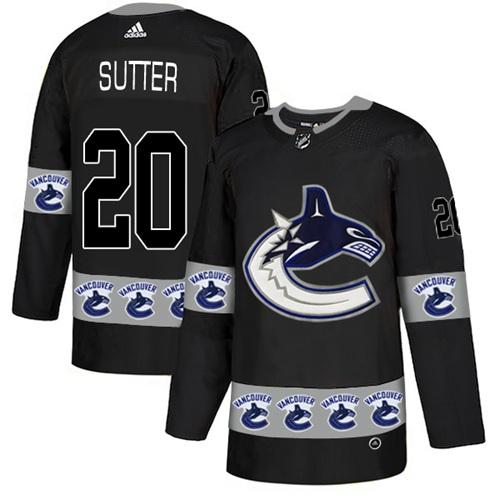 Adidas Canucks #20 Brandon Sutter Black Authentic Team Logo Fashion Stitched NHL Jersey