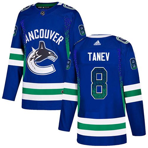 Adidas Canucks #8 Christopher Tanev Blue Home Authentic Drift Fashion Stitched NHL Jersey