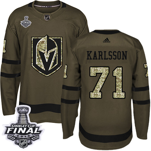 Adidas Golden Knights #71 William Karlsson Green Salute to Service 2018 Stanley Cup Final Stitched NHL Jersey