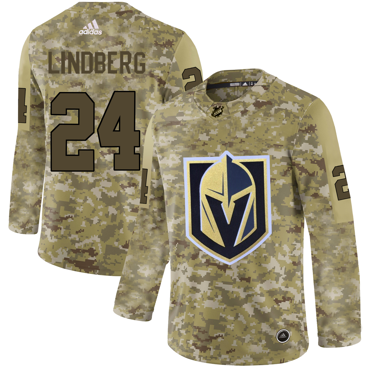Adidas Golden Knights #24 Oscar Lindberg Camo Authentic Stitched NHL Jersey