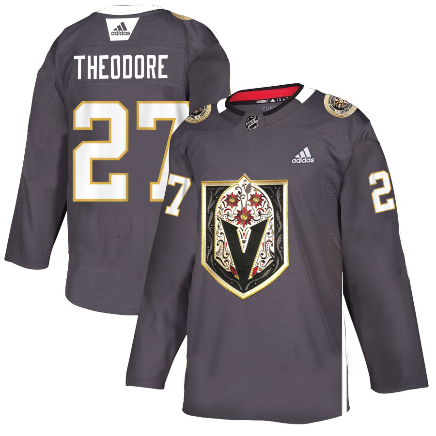 Vegas Golden Knights #27 Shea Theodore Men's Grey Adidas Latino Heritage Night Stitched NHL Jersey