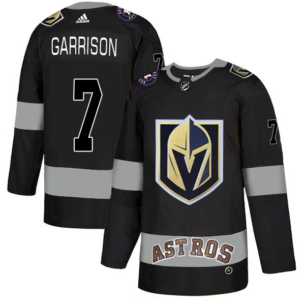Adidas Golden Knights X Astros #7 Jason Garrison Black Authentic City Joint Name Stitched NHL Jersey