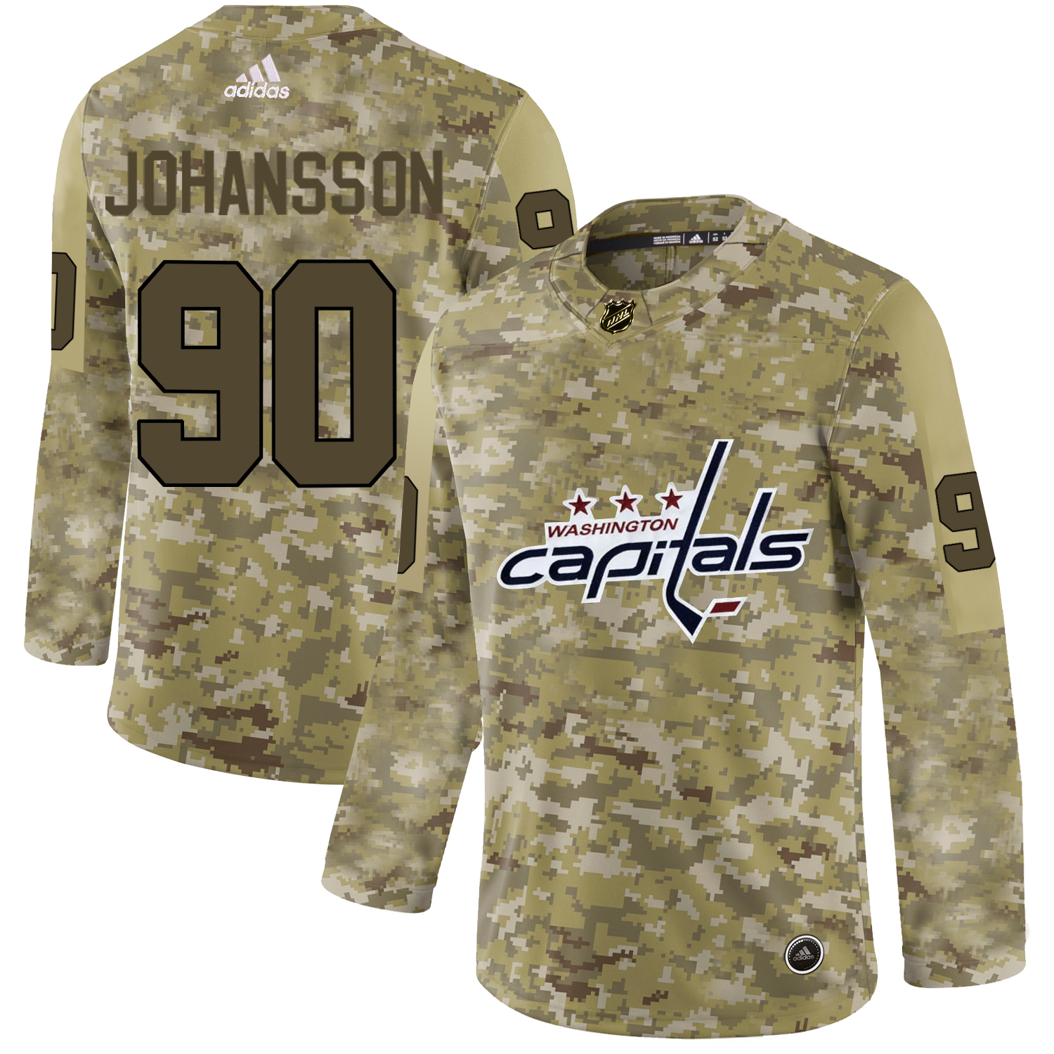 Adidas Capitals #90 Marcus Johansson Camo Authentic Stitched NHL Jersey