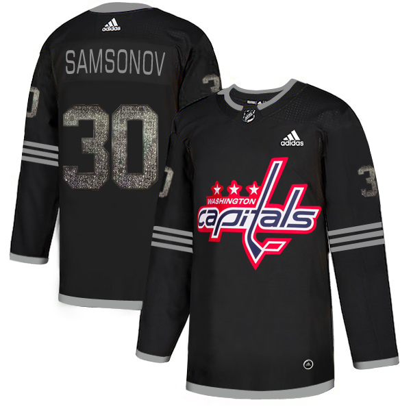 Adidas Capitals #30 Ilya Samsonov Black Authentic Classic Stitched NHL Jersey