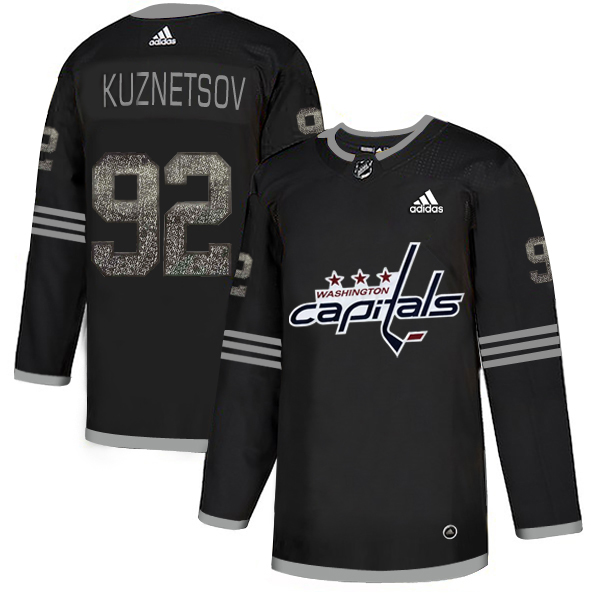 Adidas Capitals #92 Evgeny Kuznetsov Black_1 Authentic Classic Stitched NHL Jersey