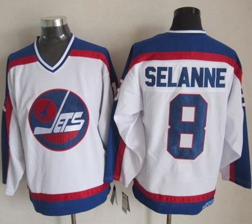 Jets #8 Teemu Selanne White/Blue CCM Throwback Stitched NHL Jersey Jets #8 Teemu Selanne White/Blue CCM Throwback Stitched NHL Jersey