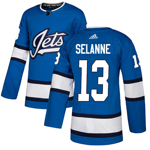 Adidas Jets #13 Teemu Selanne Blue Alternate Authentic Stitched NHL Jersey Adidas Jets #13 Teemu Selanne Blue Alternate Authentic Stitched NHL Jersey
