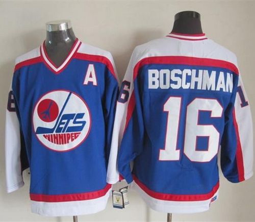 Jets #16 Laurie Boschman Blue/White CCM Throwback Stitched NHL Jersey Jets #16 Laurie Boschman Blue/White CCM Throwback Stitched NHL Jersey