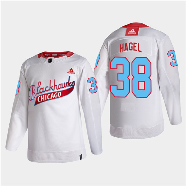 Men's Chicago Blackhawks #38 Brandon Hagel 2022 Community Night White Stitched Jersey