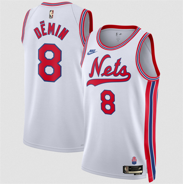 Men's Brooklyn Nets #8 Egor Dëmin White 2026/27 Classic Edition Stitched Basketball Jersey