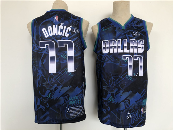 Men's Dallas Mavericks #77 Luka Doncic Black Stitched Basketball Jersey