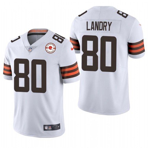 Men's Cleveland Browns #80 Jarvis Landry 2021 White NFL 75th Anniversary Vapor Untouchable Limited Stitched Jersey