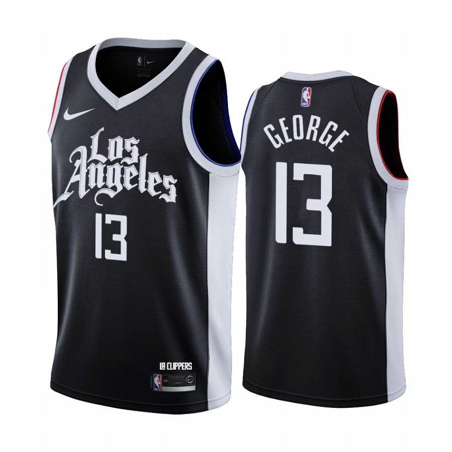 Men's Los Angeles Clippers #13 Paul George Black 2020-21 City Edition Stitched NBA Jersey