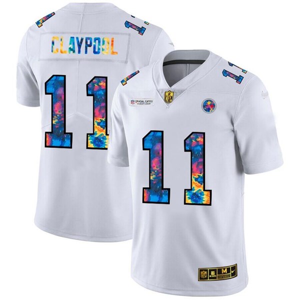 Men's Pittsburgh Steelers #11 Chase Claypool 2020 White NFL Crucial Catch Limited Stitched Jersey