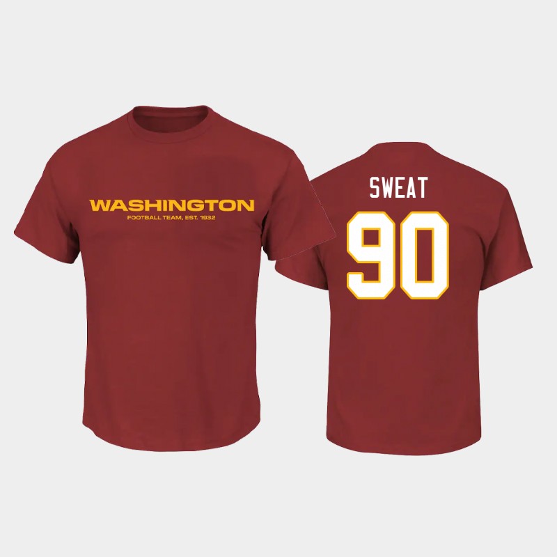 Men's Washington Football Team #90 Montez Sweat 2020 Red NFL Name & Number T-Shirt