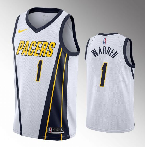 Men's Indiana Pacers #1 T.J. Warren White NBA Stitched Jersey