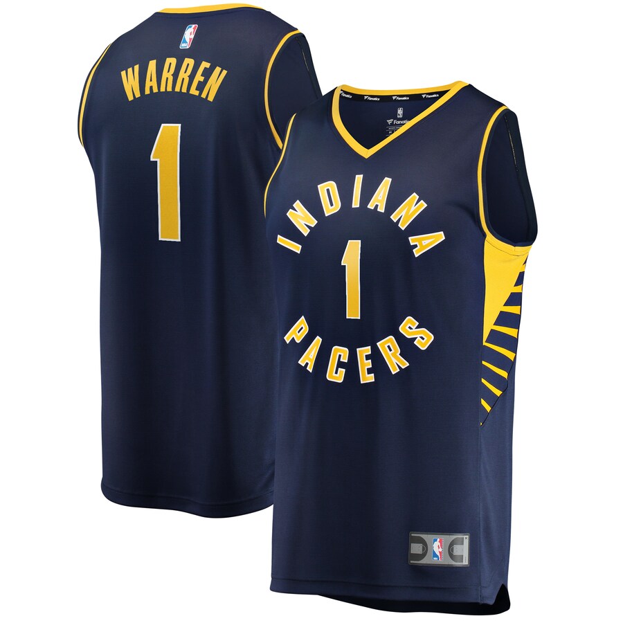 Men's Indiana Pacers #1 T.J. Warren Navy NBA Stitched Jersey