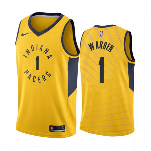 Men's Indiana Pacers #1 T.J. Warren Yellow NBA Stitched Jersey
