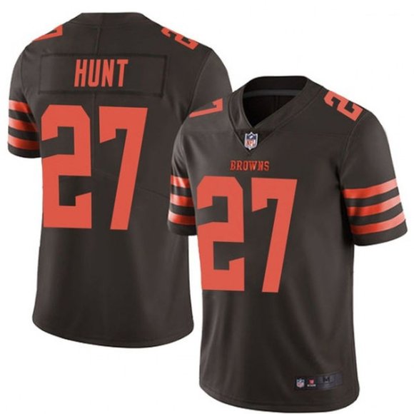 Men's Cleveland Browns #27 Kareem Hunt Brown Color Rush Limited Stitched Jersey
