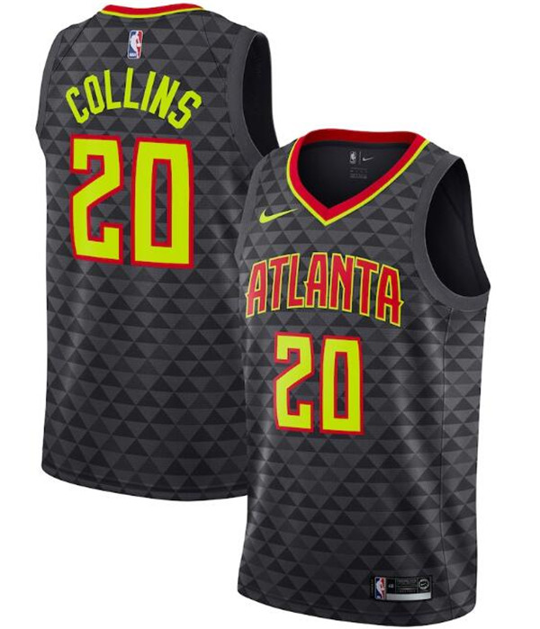 Men's Atlanta Hawks Black #20 John Collins Icon Edition Stitched Jersey