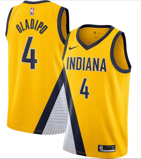 Men's Indiana Pacers Yellow #4 Victor Oladipo Statement Edition Swingman Stitched Jersey