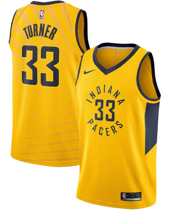 Men's Indiana Pacers Yellow #33 Myles Turner Statement Edition Swingman Stitched Jersey