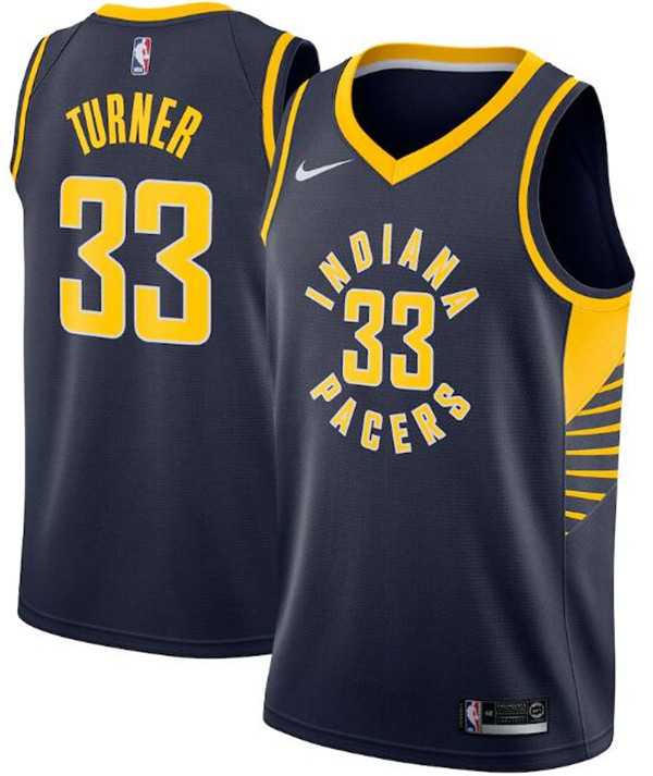 Men's Indiana Pacers Navy #33 Myles Turner Icon Edition Swingman Stitched Jersey