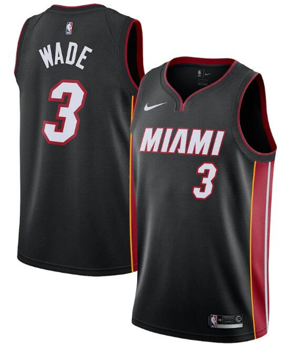 Men's Miami Heat Black #3 Dwyane Wade Icon Edition Swingman Stitched Jersey