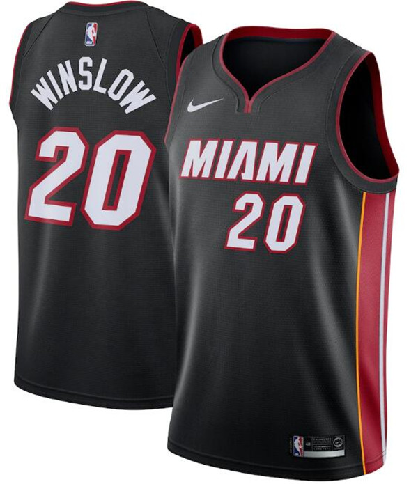 Men's Miami Heat Black #20 Justise Winslow Icon Edition Swingman Stitched Jersey