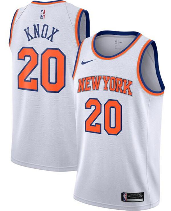 New Yok Knicks White #20 Kevin Knox Association Edition Stitched Swingman Jersey