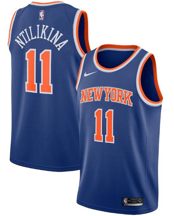 New Yok Knicks Blue #11 Frank Ntilikina Icon Edition Stitched Swingman Jersey