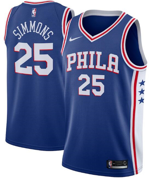 Men's Philadelphia 76ers #25 Ben Simmons Royal NBA Icon Edition Stitched Swingman Jersey