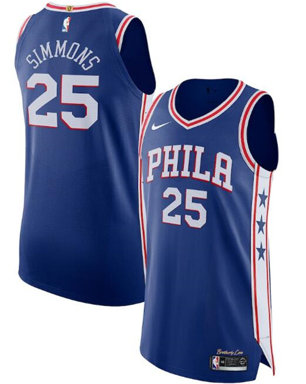 Men's Philadelphia 76ers #25 Ben Simmons Royal NBA Icon Edition Stitched Jersey