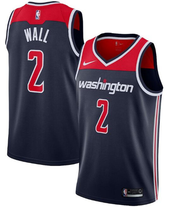 Men's Washington Wizards #2 John Wall Navy NBA Statement Edition Stitched Jersey
