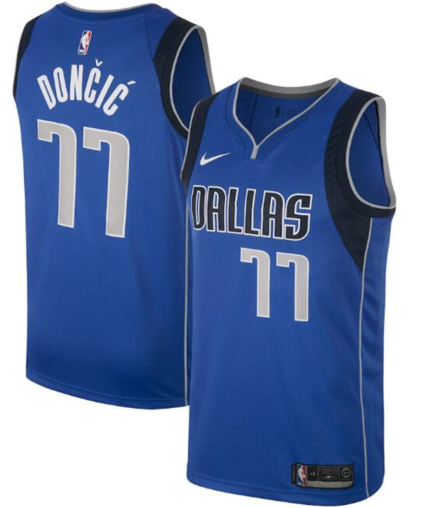 Men's Dallas Mavericks #77 Luka Doncic Blue NBA Stitched Jersey
