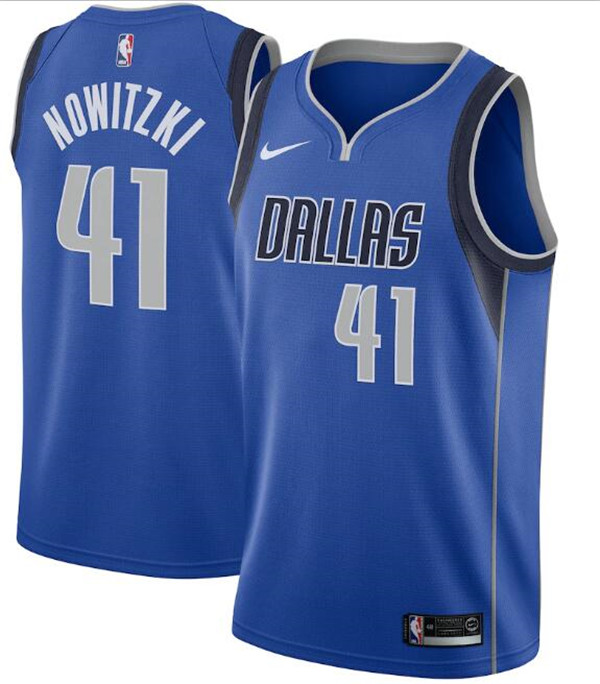 Men's Dallas Mavericks #41 Dirk Nowitzki Blue NBA Stitched Jersey