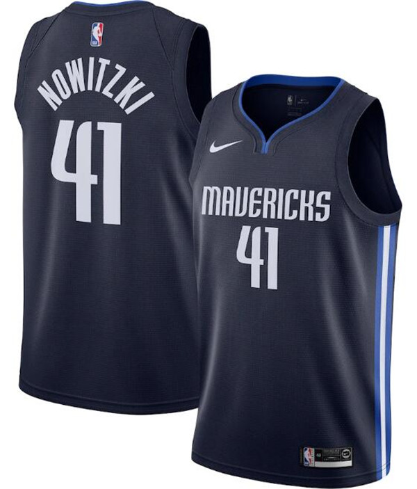 Men's Dallas Mavericks #41 Dirk Nowitzki Navy NBA Statement Edition Stitched Jersey