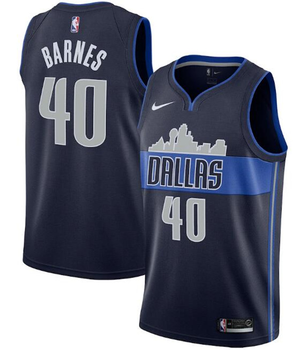 Men's Dallas Mavericks #40 Harrison Barnes Navy NBA Statement Edition Swingman Stitched Jersey