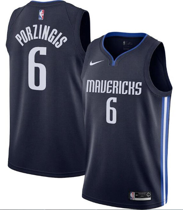 Men's Dallas Mavericks #6 Kristaps Porzingis Navy NBA Statement Edition Stitched Jersey