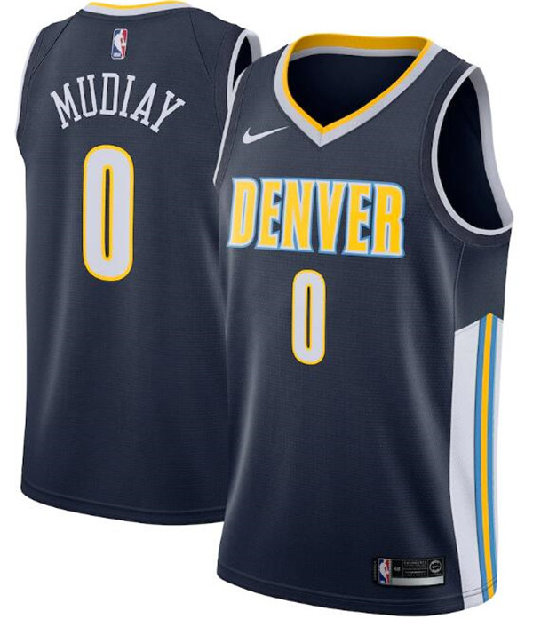 Men's Denver Nuggets #0 Emmanuel Mudiay Navy NBA Icon Edition Stitched Jersey