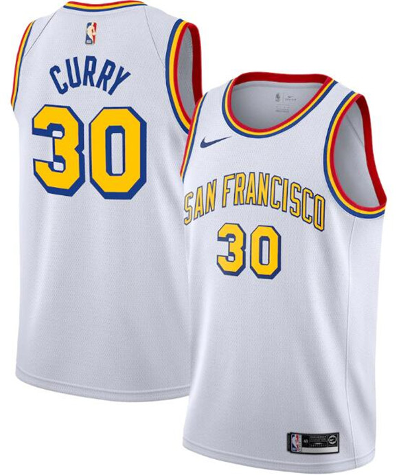 Men's Golden State Warriors #30 Stephen Curry White NBA San Francisco Classic Edition Stitched Jersey