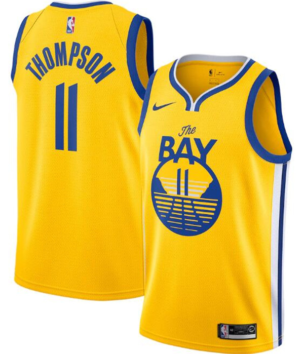 Men's Golden State Warriors #11 Klay Thompson Gold NBA Statement Edition Stitched Jersey