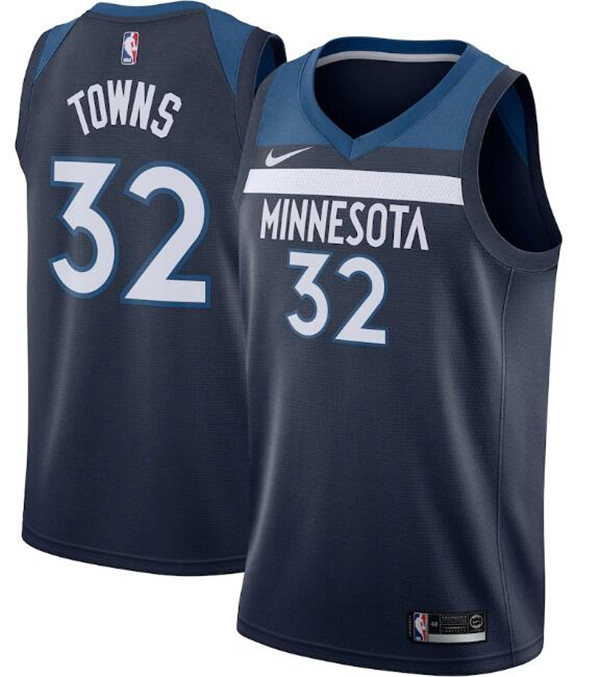 Men's Minnesota Timberwolves #32 Karl-Anthony Towns Navy NBA Icon Edition Stitched Jersey
