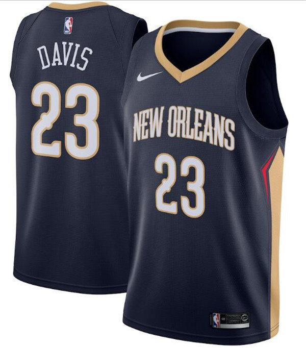 Men's New Orleans Pelicans #23 Anthony Davis Navy NBA Icon Edition Stitched Jersey