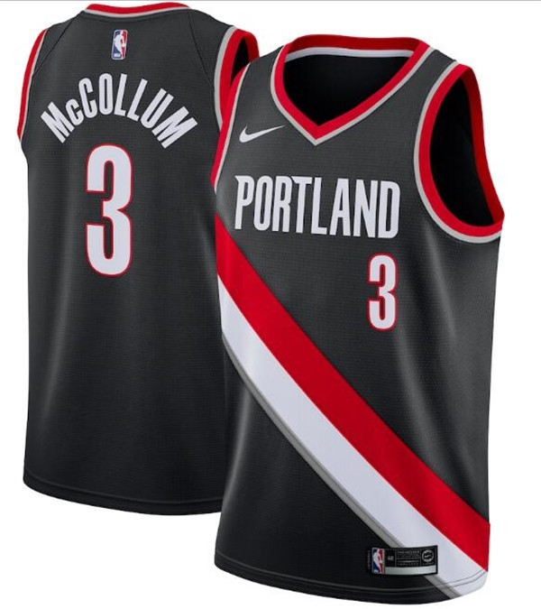 Men's Portland Trail Blazers #3 C.J. McCollum Black NBA Icon Edition Stitched Jersey