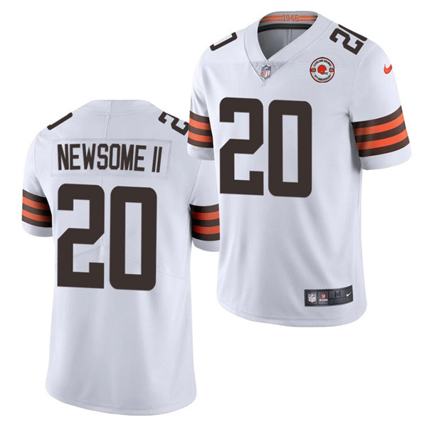 Men's Cleveland Browns #20 Greg Newsome II 2021 White NFL 75th Anniversary Vapor Untouchable Limited Stitched Jersey