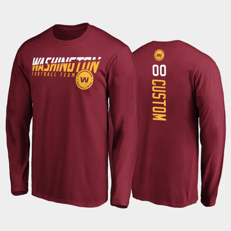 Men's Washington Football Team ACTIVE PLAYER Custom 2020 NFL Burgundy Disrupt Mascot Long Sleeve T-shirt