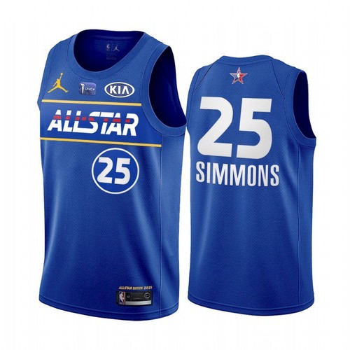 Men's 2021 All-Star 76ers #25 Ben Simmons Blue Eastern Conference Stitched NBA Jersey