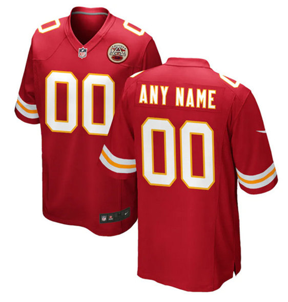 Men's Kansas City Chiefs Customized Red Stitched Game Jersey