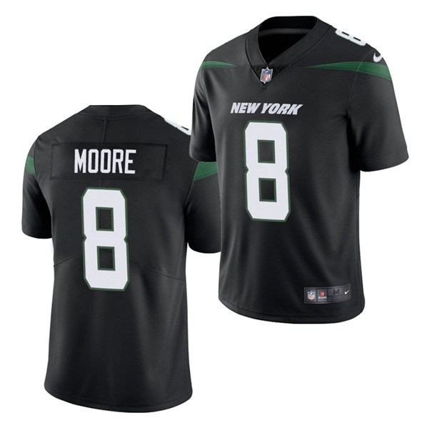 Men's New York Jets #8 Elijah Moore 2021 Black NFL Vapor Untouchable Limited Stitched Jersey